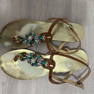 Ivanka Trump Embellished T strap sandals size 10